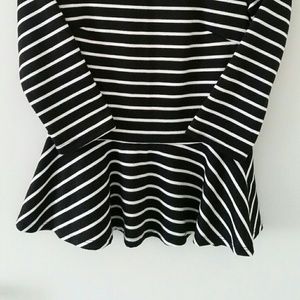 Bobeau 3/4-Sleeve Striped Peplum Top